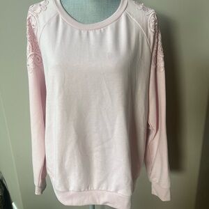 Gloria Vanderbilt Light Pink Sweatshirt with Lace detail